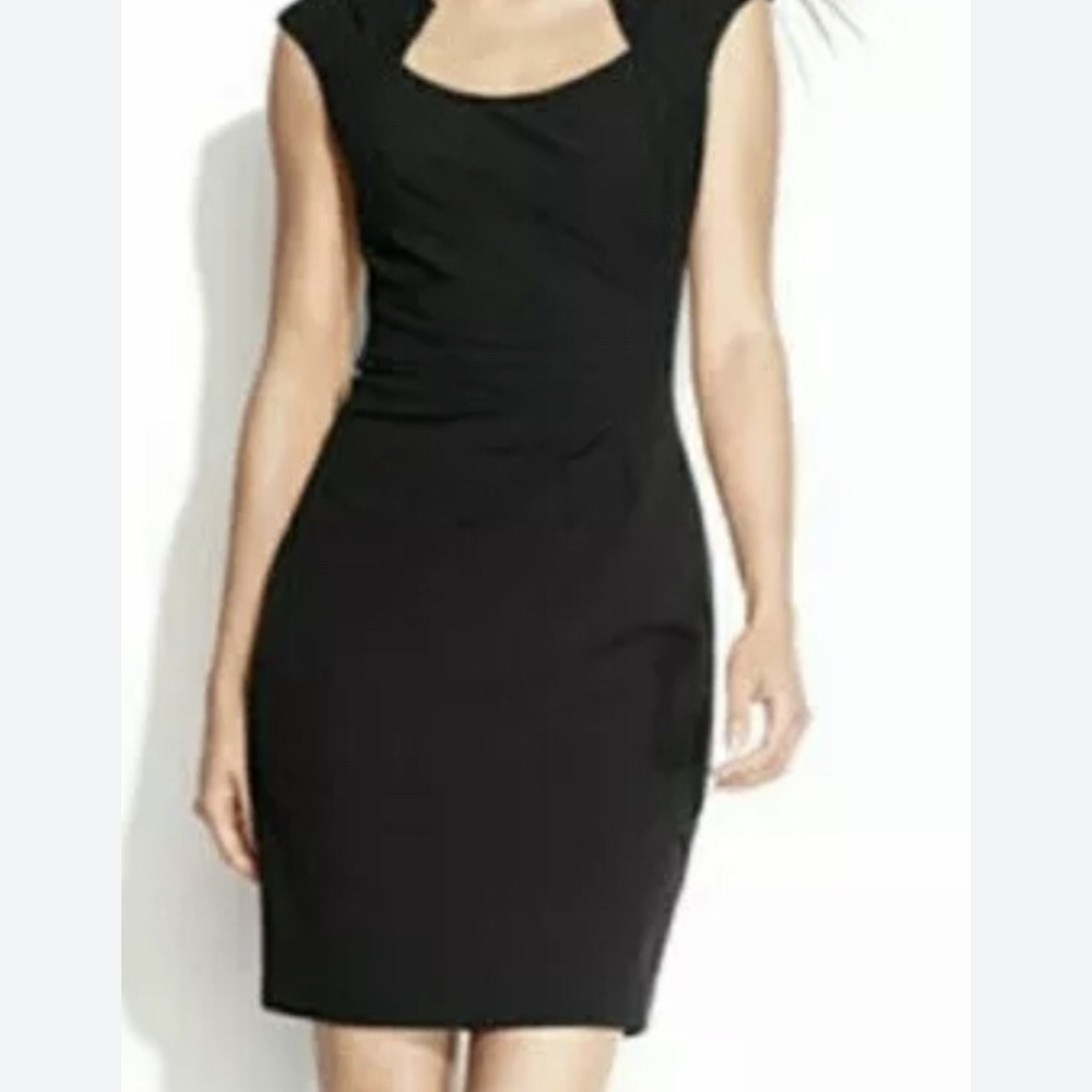 Calvin Klein Black Mini Sheath Dress with Cap Sleeves